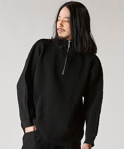 Volume neck knit half ZIP-PO