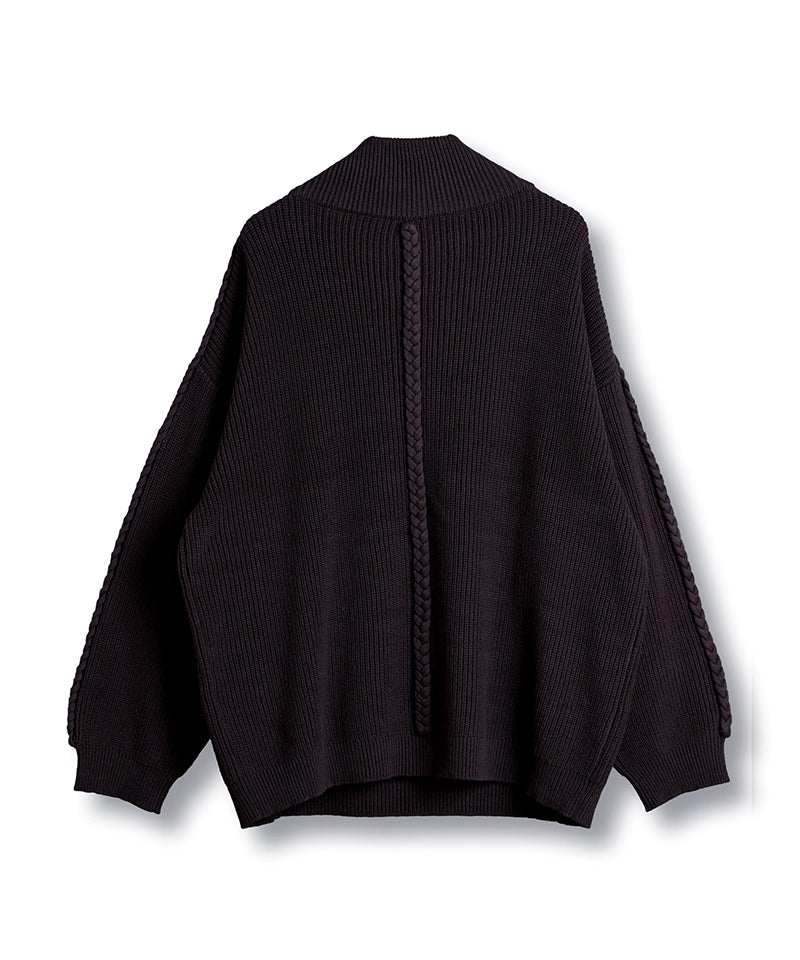 Volume neck knit half ZIP-PO