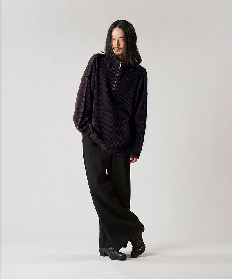 Volume neck knit half ZIP-PO