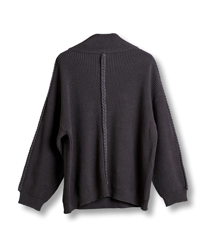 Volume neck knit half ZIP-PO