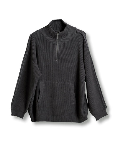 Volume neck knit half ZIP-PO