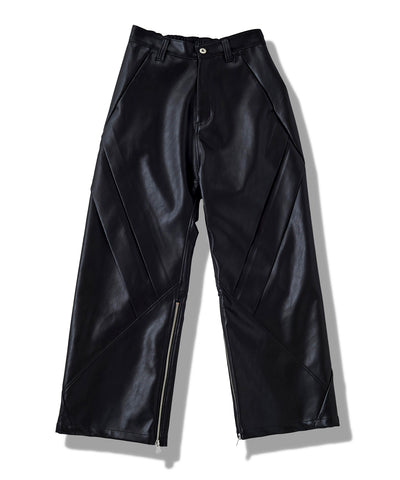 シンセティックレザーZIPフレアPT