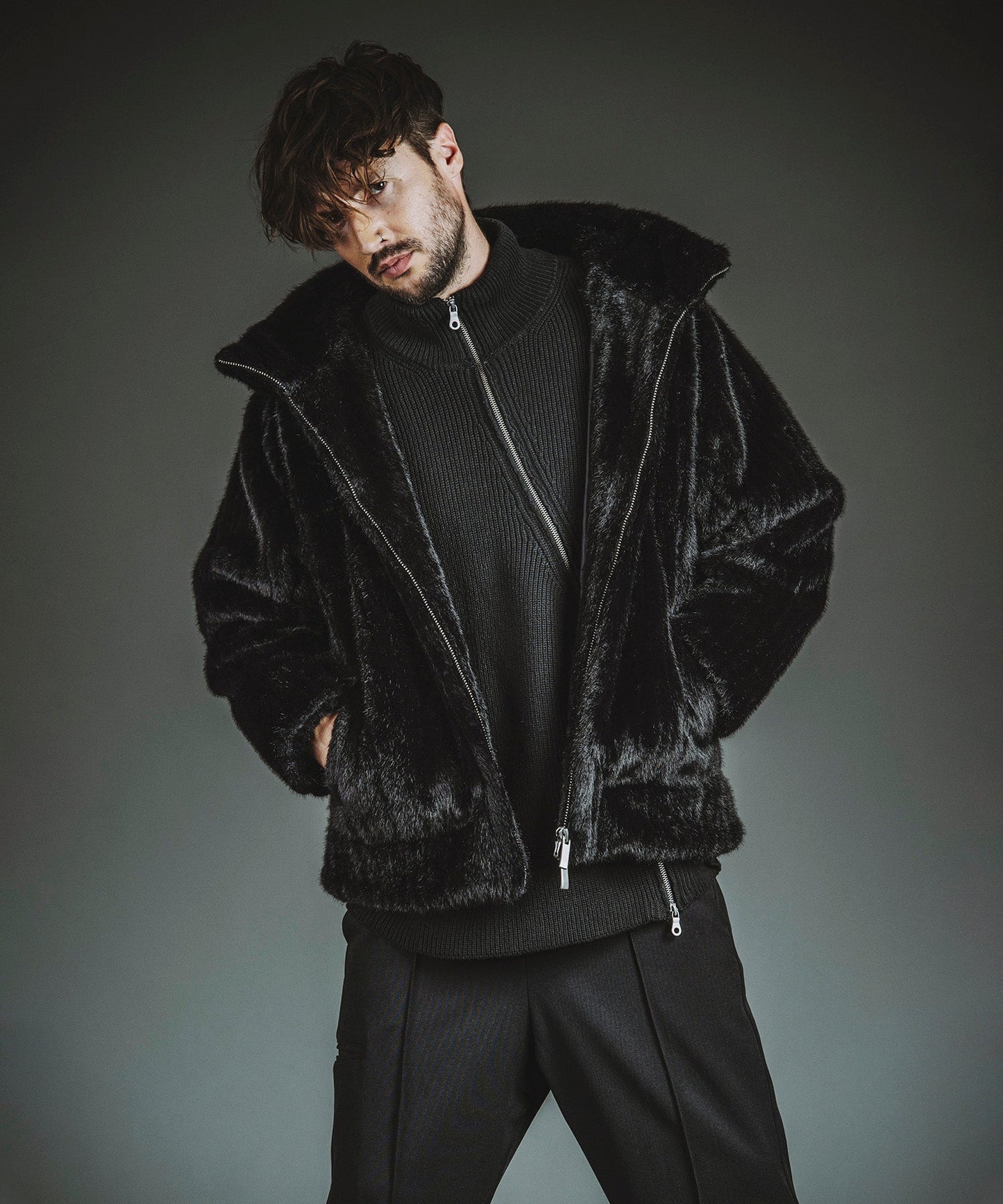 ストライプ Model:H182cm