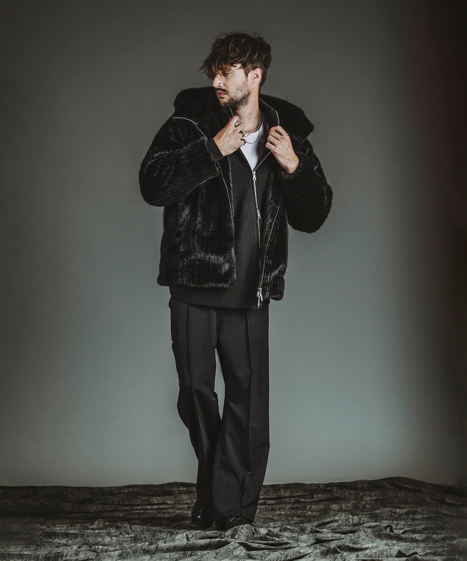 ストライプ Model:H182cm