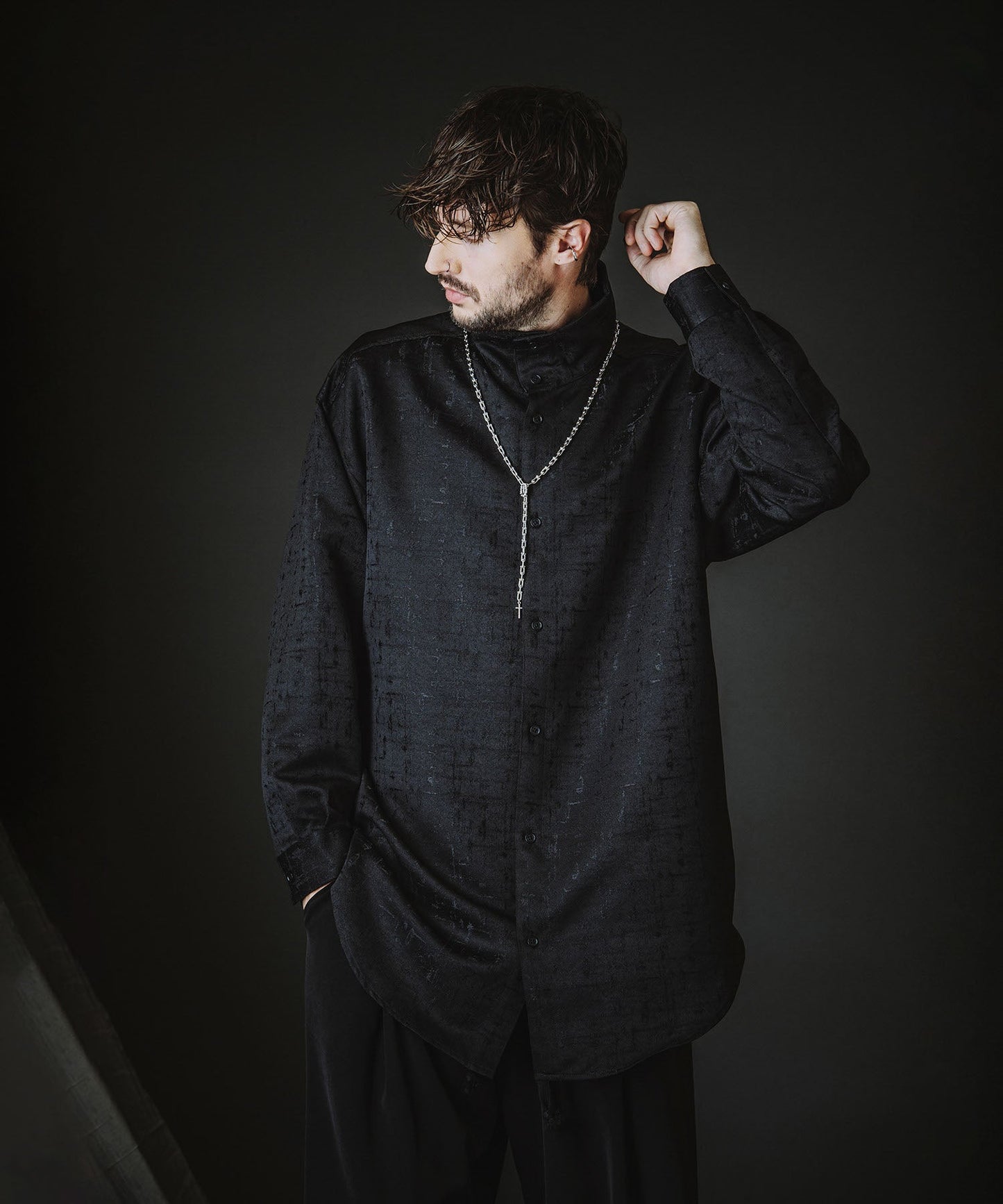 ハイカラーロングチェックSH